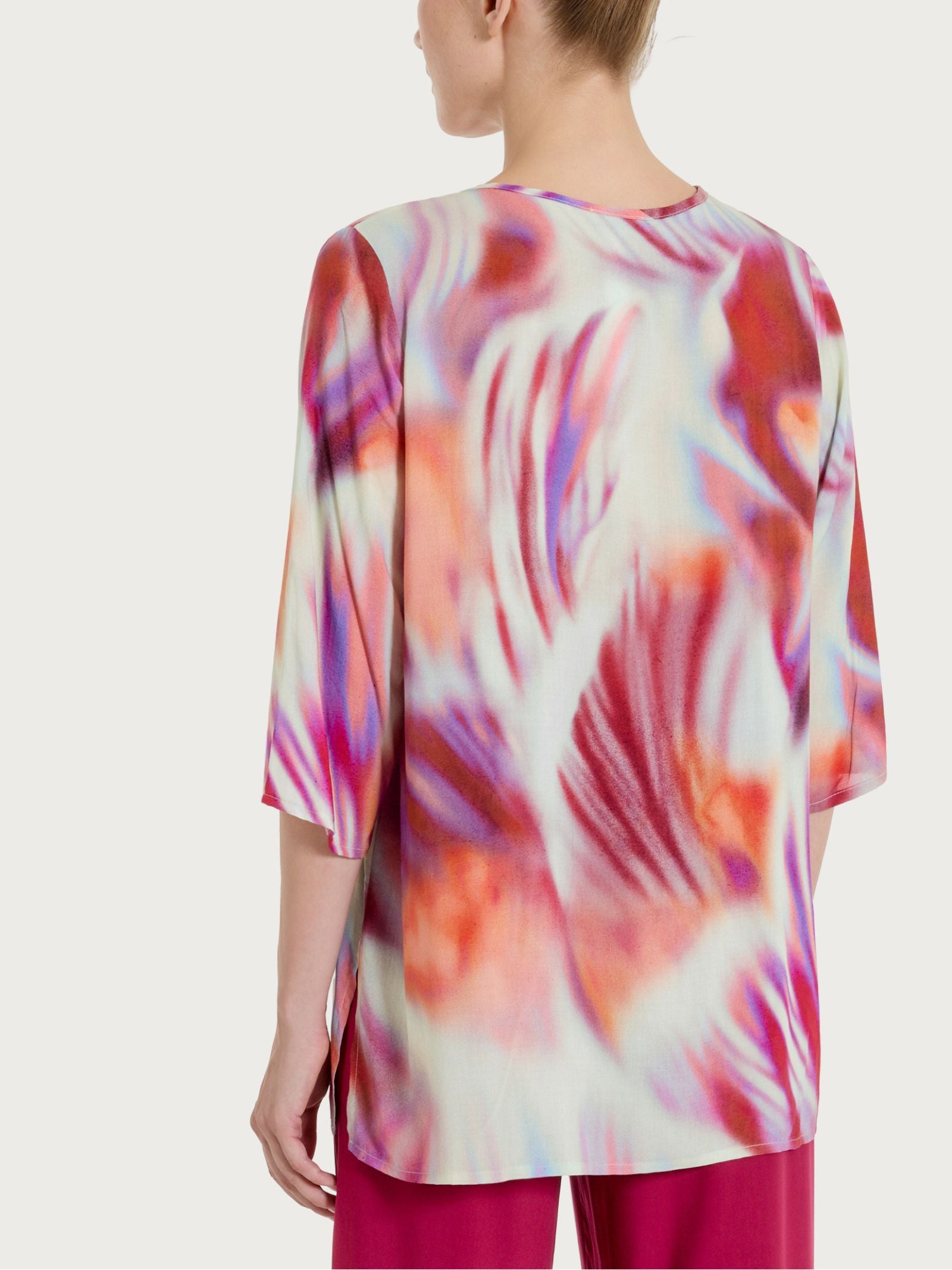 Caftano con fantasia marmorizzata in EcoSeta Rossi Donna - Ragno