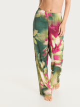 Pantalone ampio con fantasia marmorizzata in EcoSeta Verdi Donna - Ragno