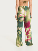 Pantalone ampio con fantasia marmorizzata in EcoSeta Verdi Donna - Ragno