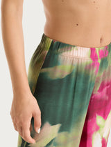 Pantalone ampio con fantasia marmorizzata in EcoSeta Verdi Donna - Ragno