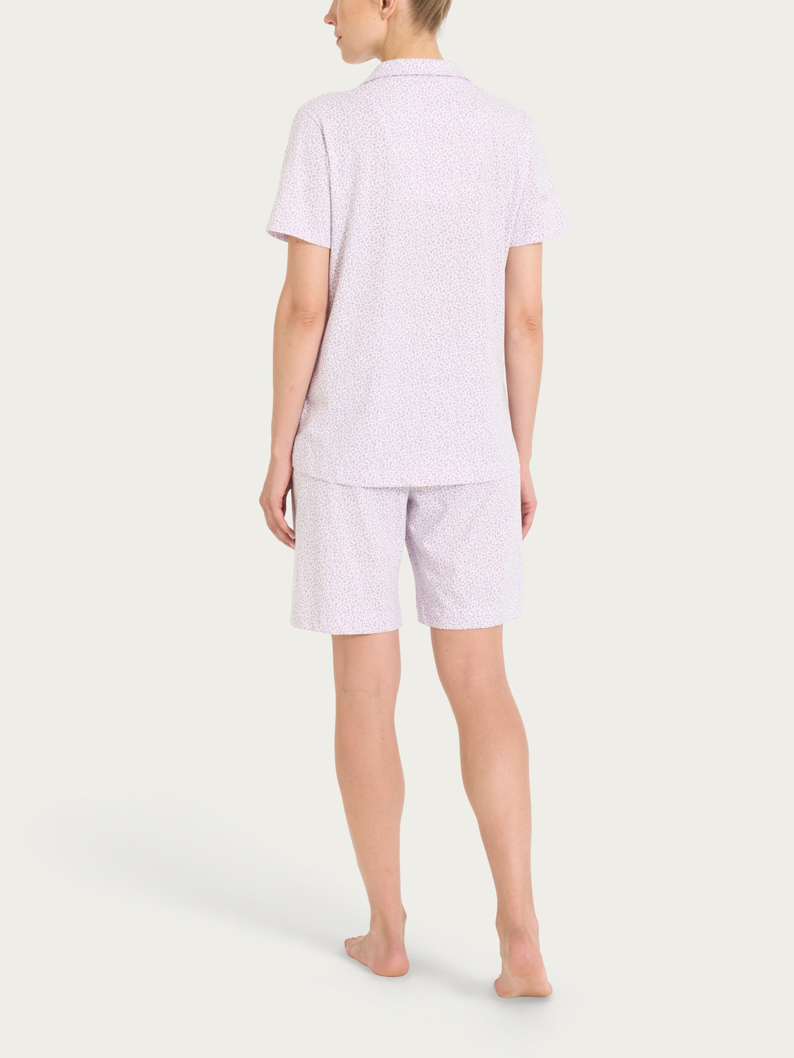 Pigiama corto con fantasia micro animalier in Jersey di cotone Viola Donna - Ragno