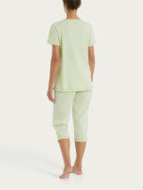 Pigiama tinta unita a pinocchietto in Jersey di Cotone Verdi Donna - Ragno