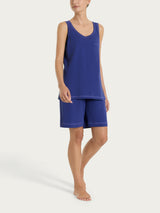 Pigiama corto smanicato in Jersey di Cotone Blu Donna - Ragno