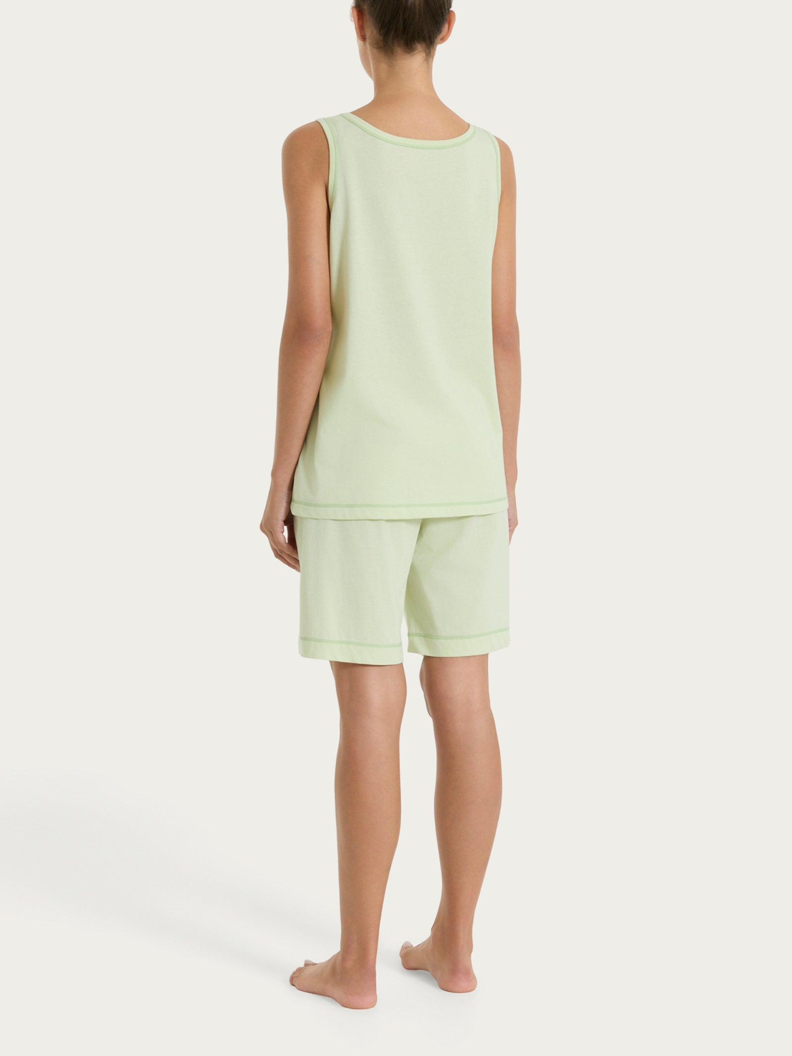 Pigiama corto smanicato in Jersey di Cotone Verdi Donna - Ragno