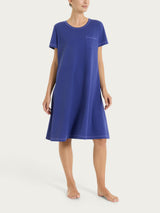 Camicia da notte tinta unita in Jersey di Cotone Blu Donna - Ragno