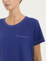 Camicia da notte tinta unita in Jersey di Cotone Blu Donna - Ragno