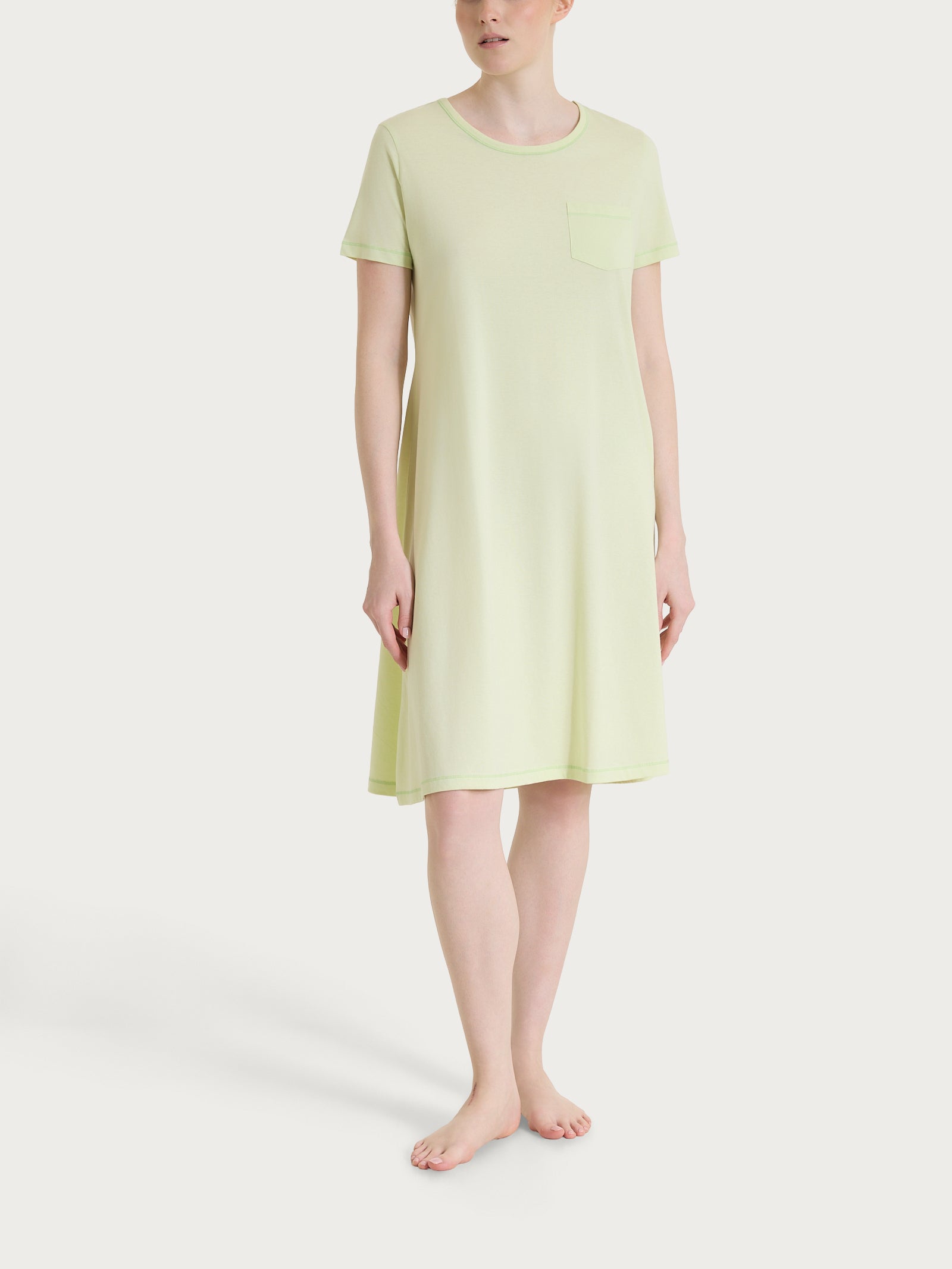 Camicia da notte tinta unita in Jersey di Cotone Verdi Donna - Ragno