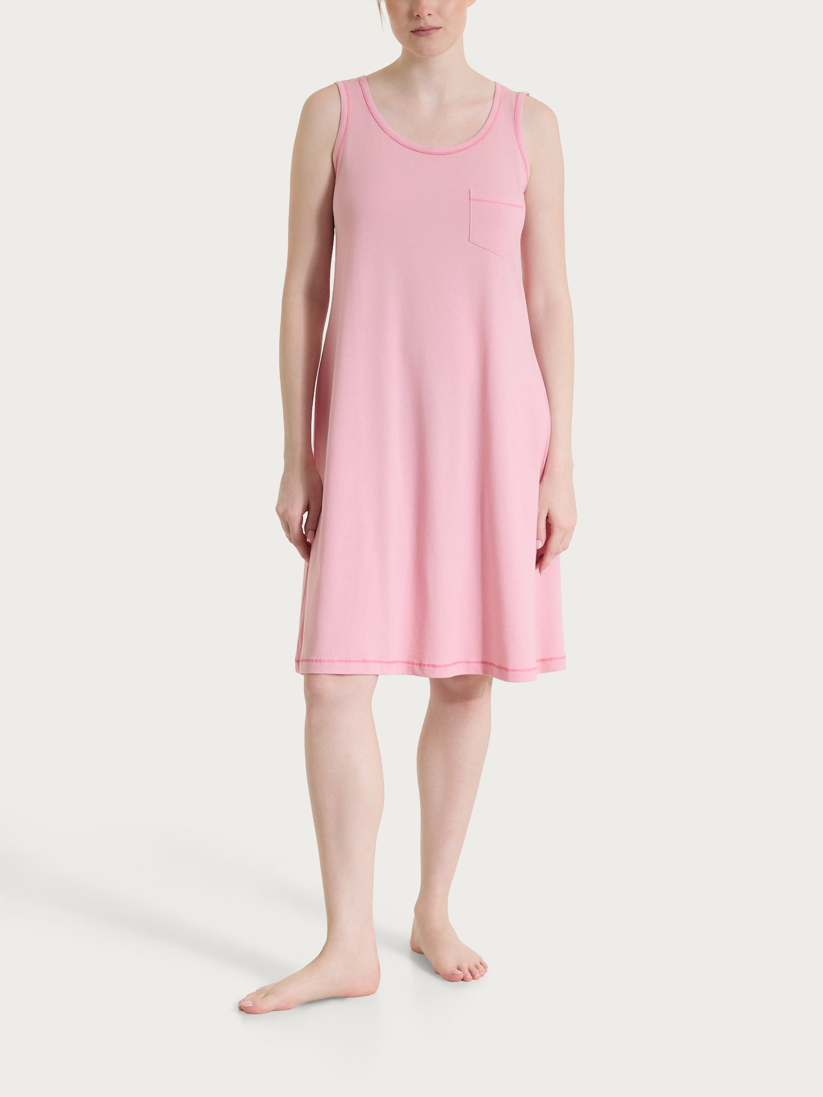 Camicia da notte smanicata in Jersey di Cotone Rosa Donna - Ragno