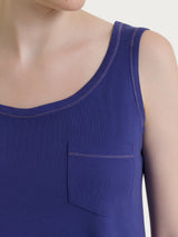 Camicia da notte smanicata in Jersey di Cotone Blu Donna - Ragno