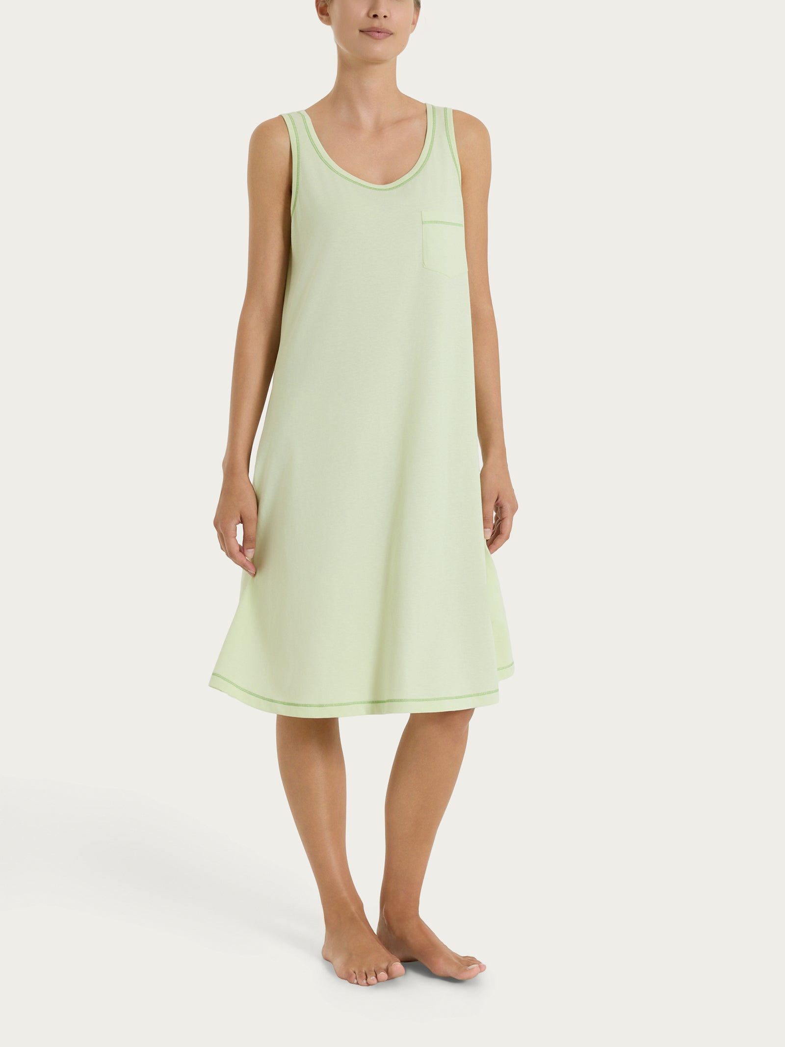 Camicia da notte smanicata in Jersey di Cotone Verdi Donna - Ragno