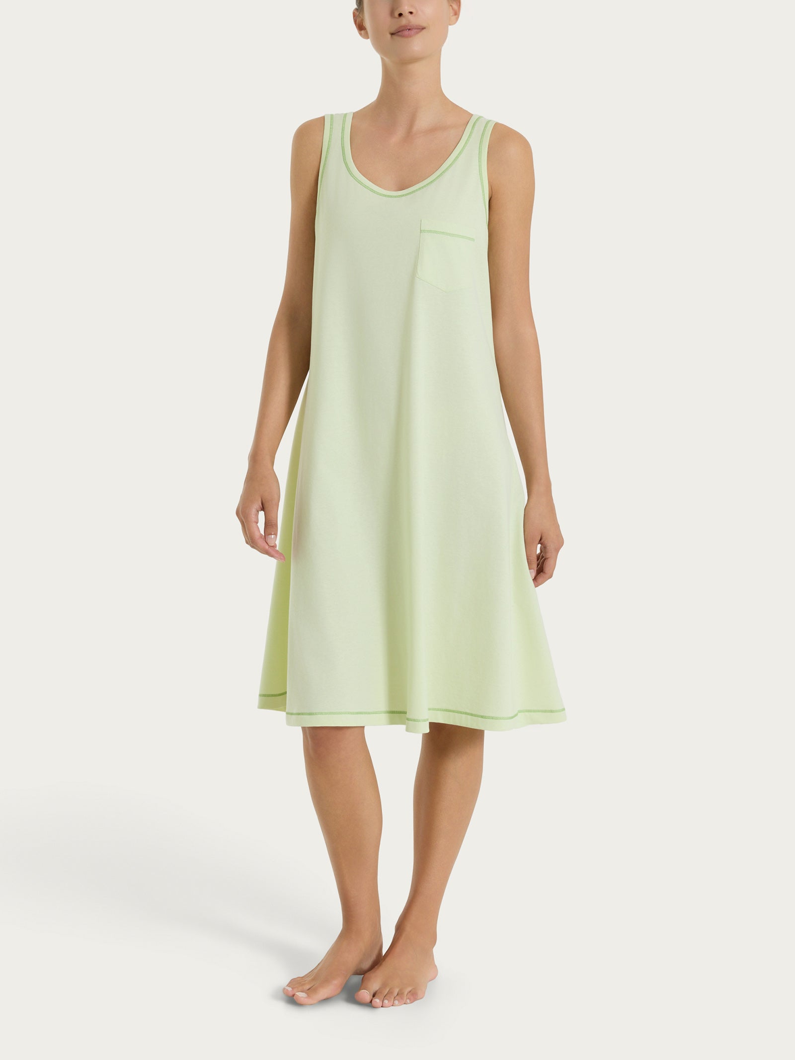 Camicia da notte smanicata in Jersey di Cotone Verdi Donna - Ragno