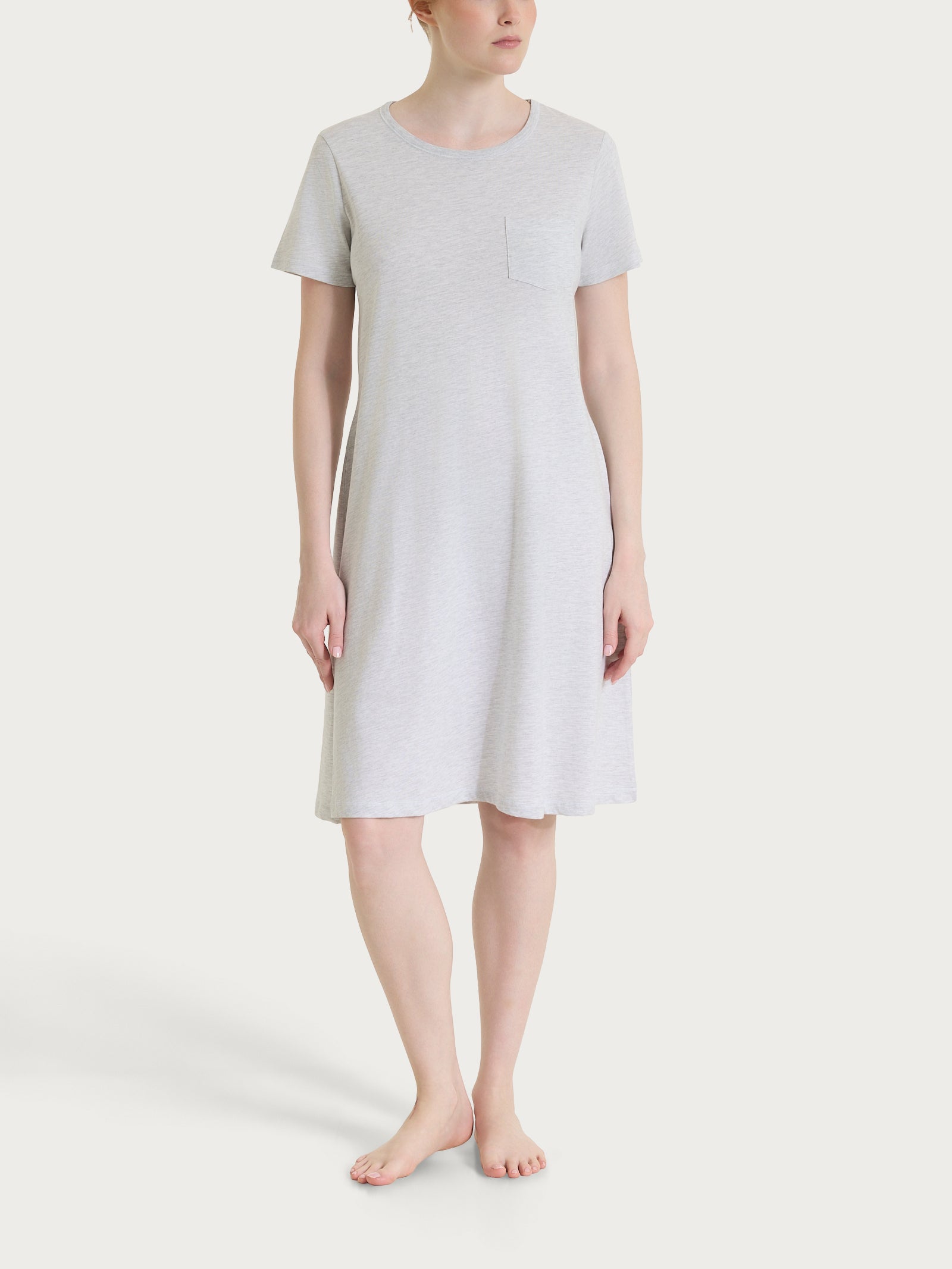 Camicia da notte tinta unita in Jersey di Cotone Neri Donna - Ragno