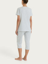 Pigiama tinta unita a pinocchietto in Jersey di Cotone Neri Donna - Ragno