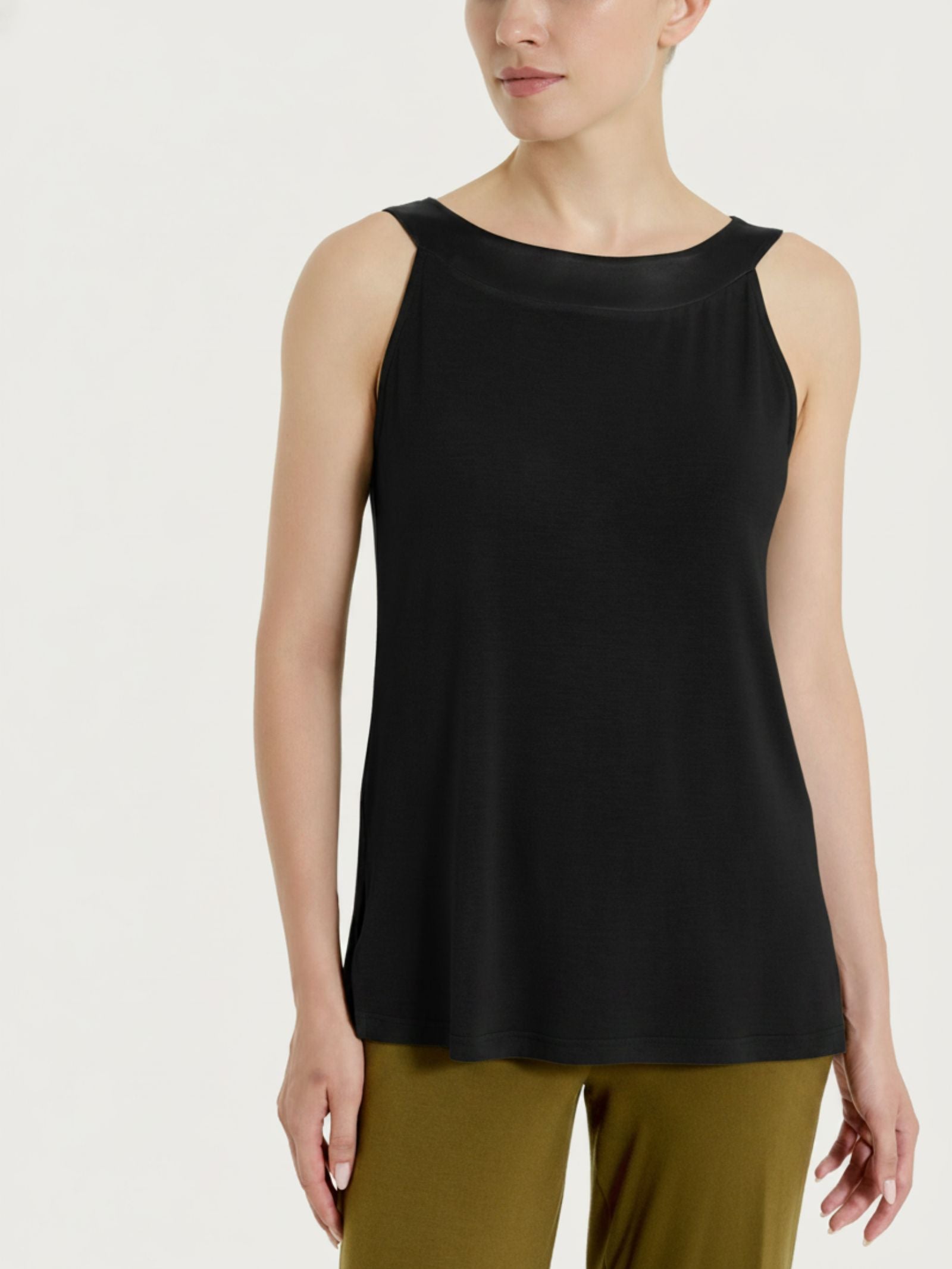 Top con collo a sviluppo circolare in Viscosa Summer Neri Donna - Ragno