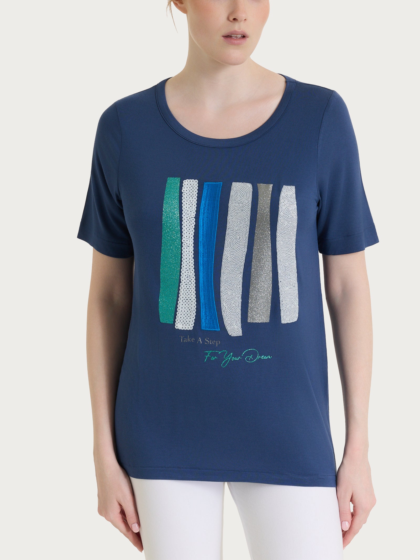 Viscosa Summer Print T-Shirt Blau Damen - Ragno