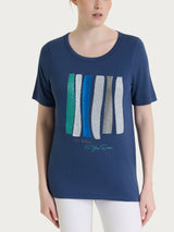 Viscosa Summer Print T-Shirt Blau Damen - Ragno