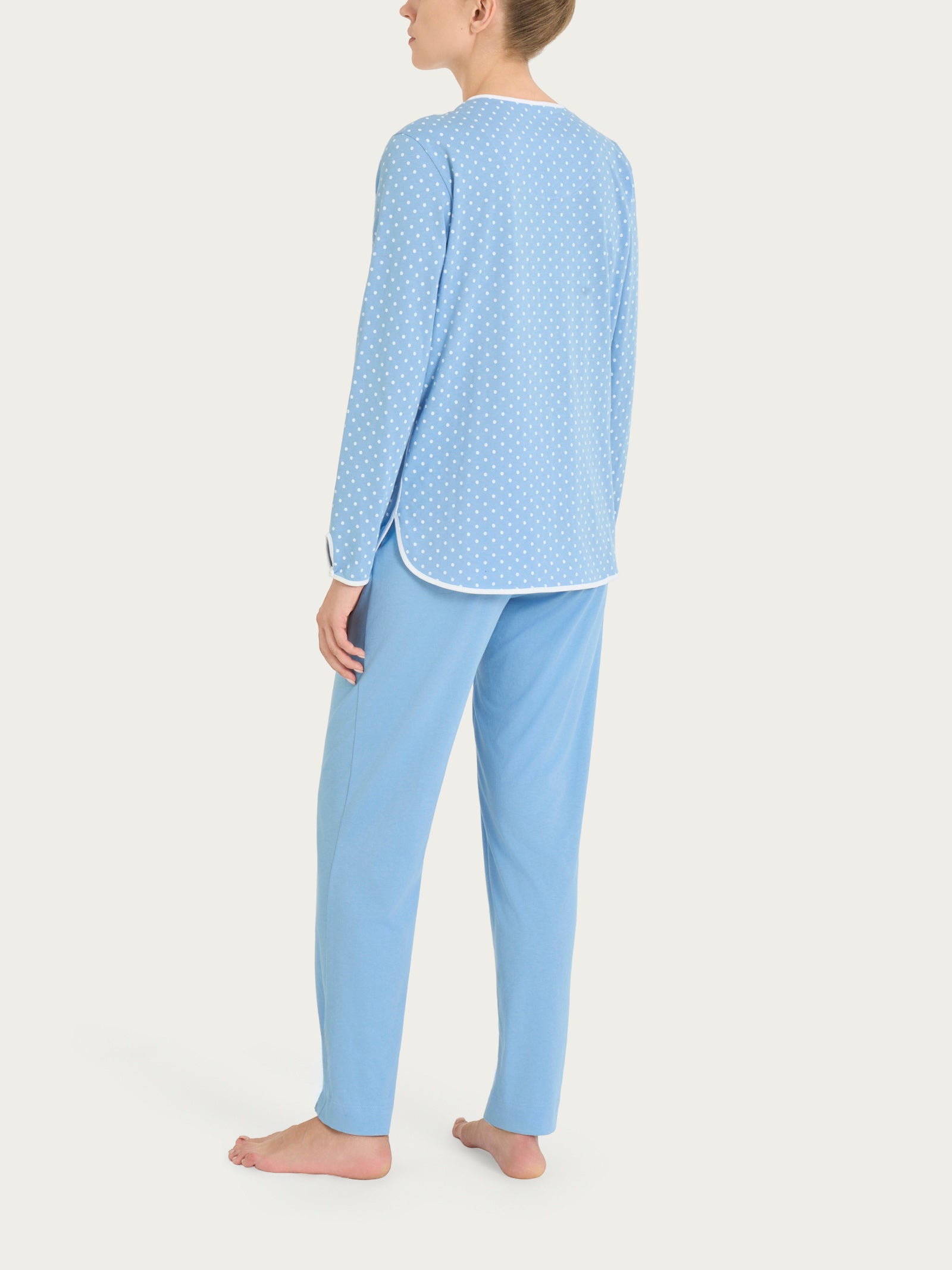 Pigiama a pois con scollo a goccia in Jersey di cotone Azzurri Donna - Ragno