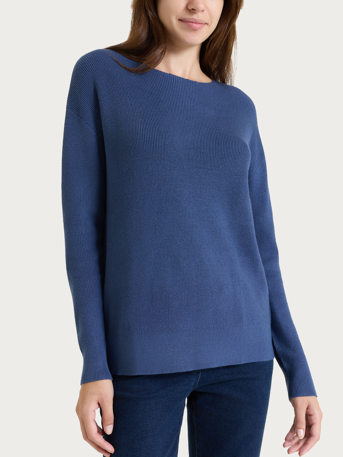 Maglia girocollo in punto perla Four Seasons Blu Donna - Ragno