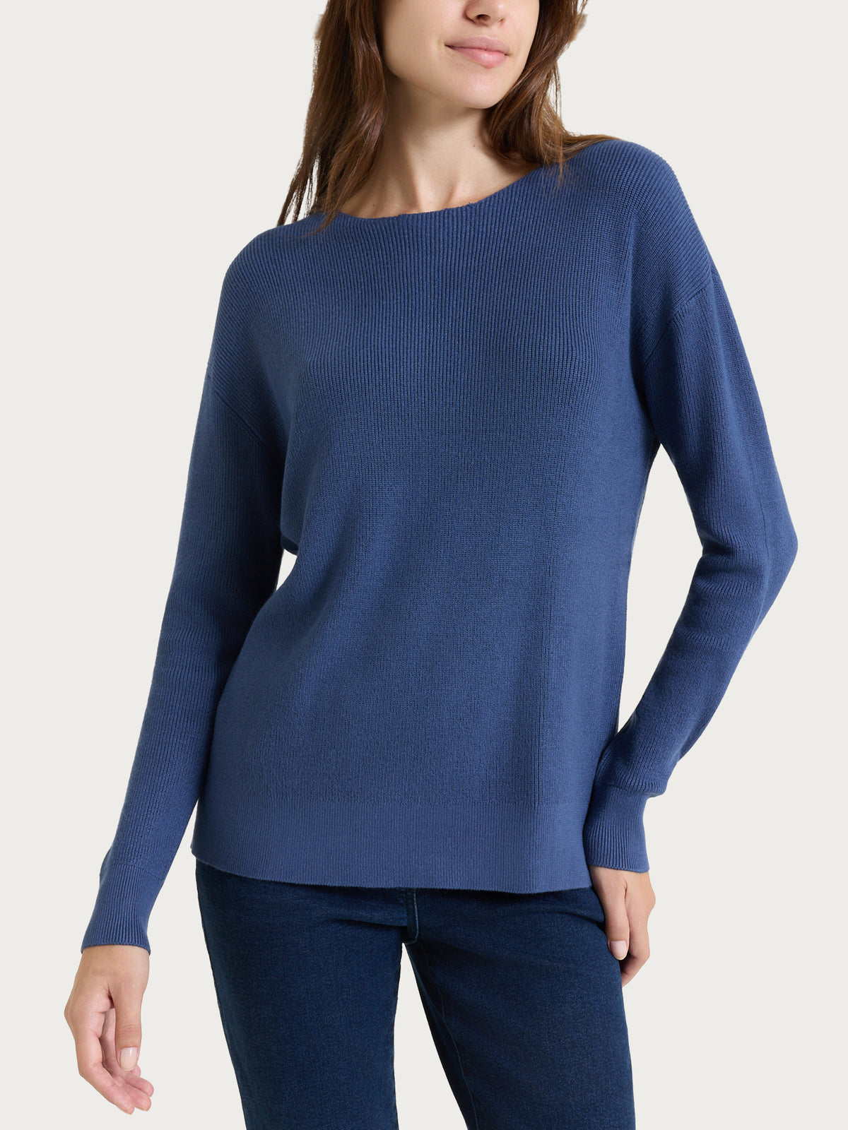 Maglia girocollo in punto perla Four Seasons Blu Donna - Ragno