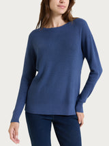 Maglia girocollo in punto perla Four Seasons Blu Donna - Ragno