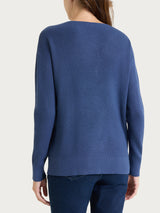 Maglia girocollo in punto perla Four Seasons Blu Donna - Ragno