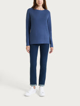 Maglia girocollo in punto perla Four Seasons Blu Donna - Ragno