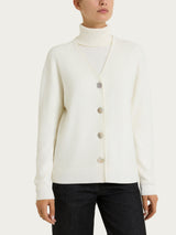 Cardigan con scollo a V in punto perla Four Seasons Bianchi Donna - Ragno