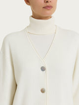 Cardigan con scollo a V in punto perla Four Seasons Bianchi Donna - Ragno
