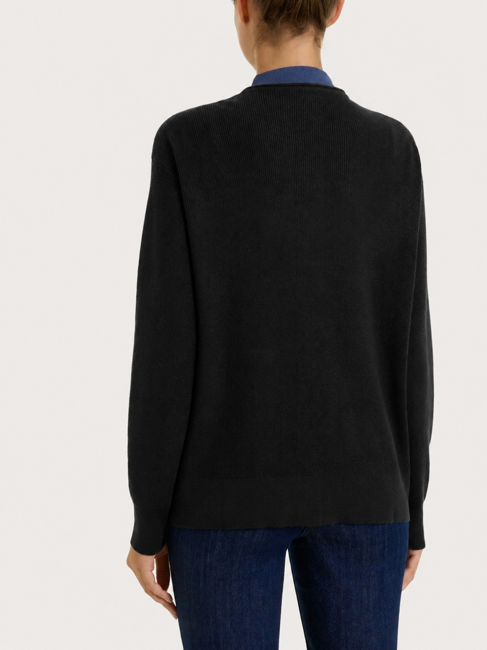 Cardigan con scollo a V in punto perla Four Seasons Neri Donna - Ragno