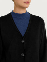 Cardigan con scollo a V in punto perla Four Seasons Neri Donna - Ragno