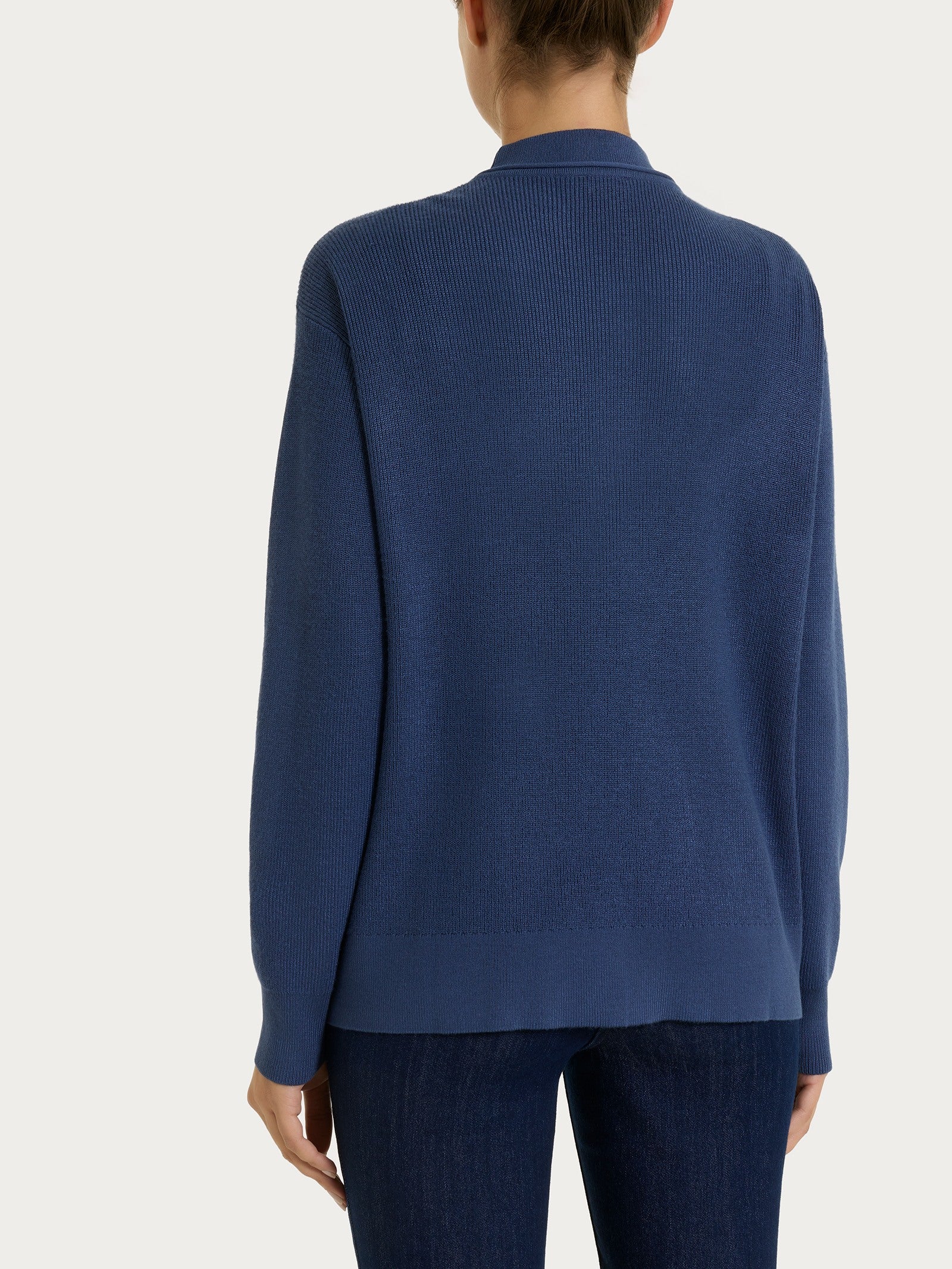 Cardigan con scollo a V in punto perla Four Seasons Blu Donna - Ragno