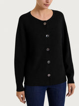 Cardigan girocollo con bottoni in punto perla Four Seasons Neri Donna - Ragno