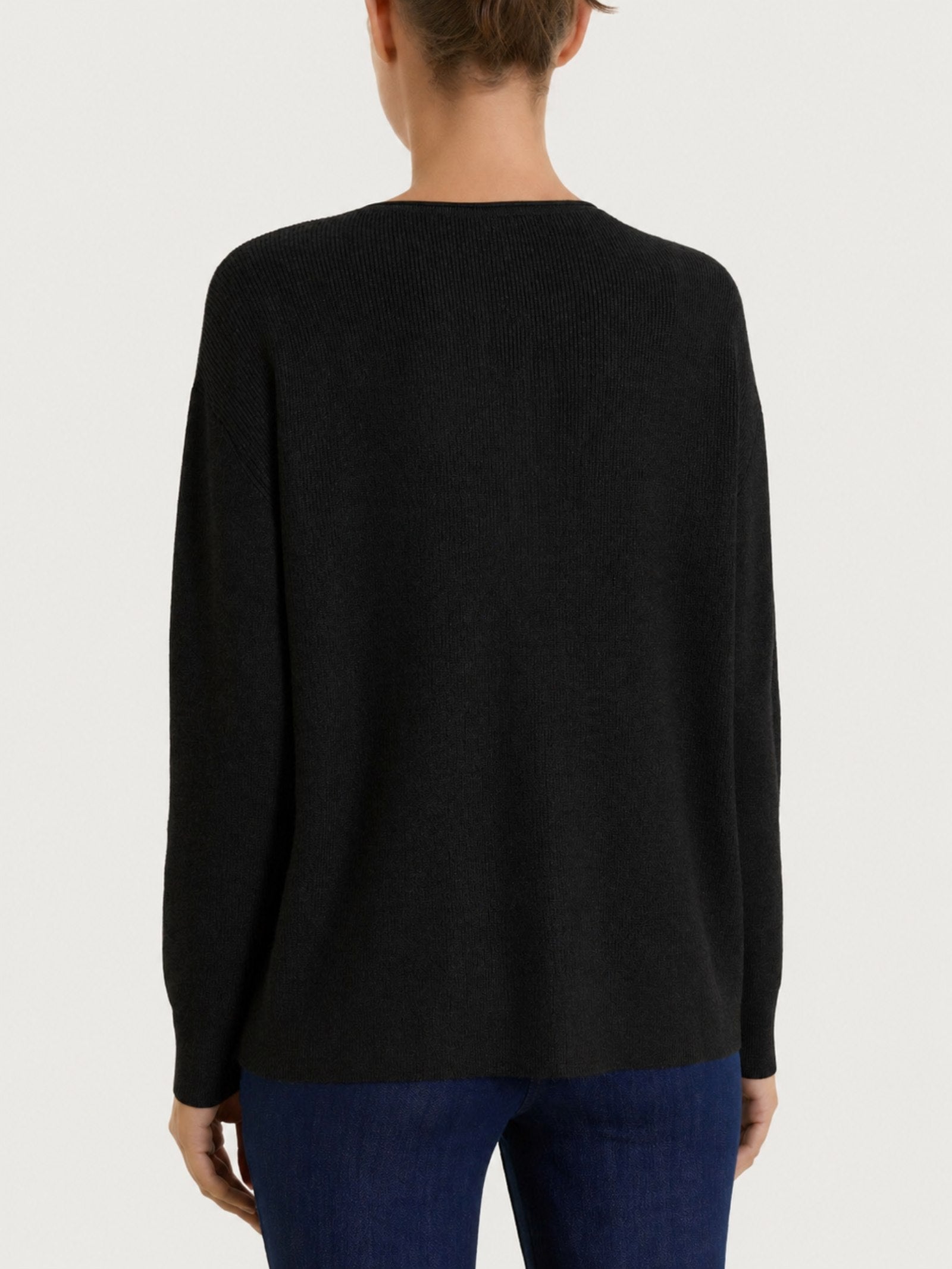Cardigan girocollo con bottoni in punto perla Four Seasons Neri Donna - Ragno