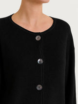 Cardigan girocollo con bottoni in punto perla Four Seasons Neri Donna - Ragno