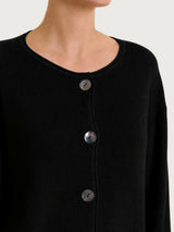 Cardigan girocollo con bottoni in punto perla Four Seasons Neri Donna - Ragno