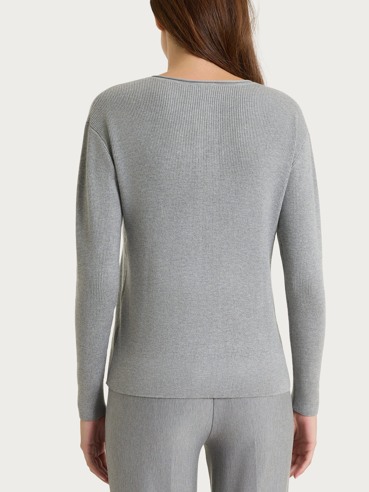 Rundhals-Strickjacke mit Knöpfen aus Perlenmuster „Four Seasons“ in Nero für Damen – Ragno