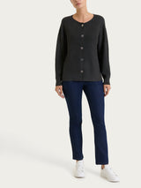 Cardigan girocollo con bottoni in punto perla Four Seasons Neri Donna - Ragno