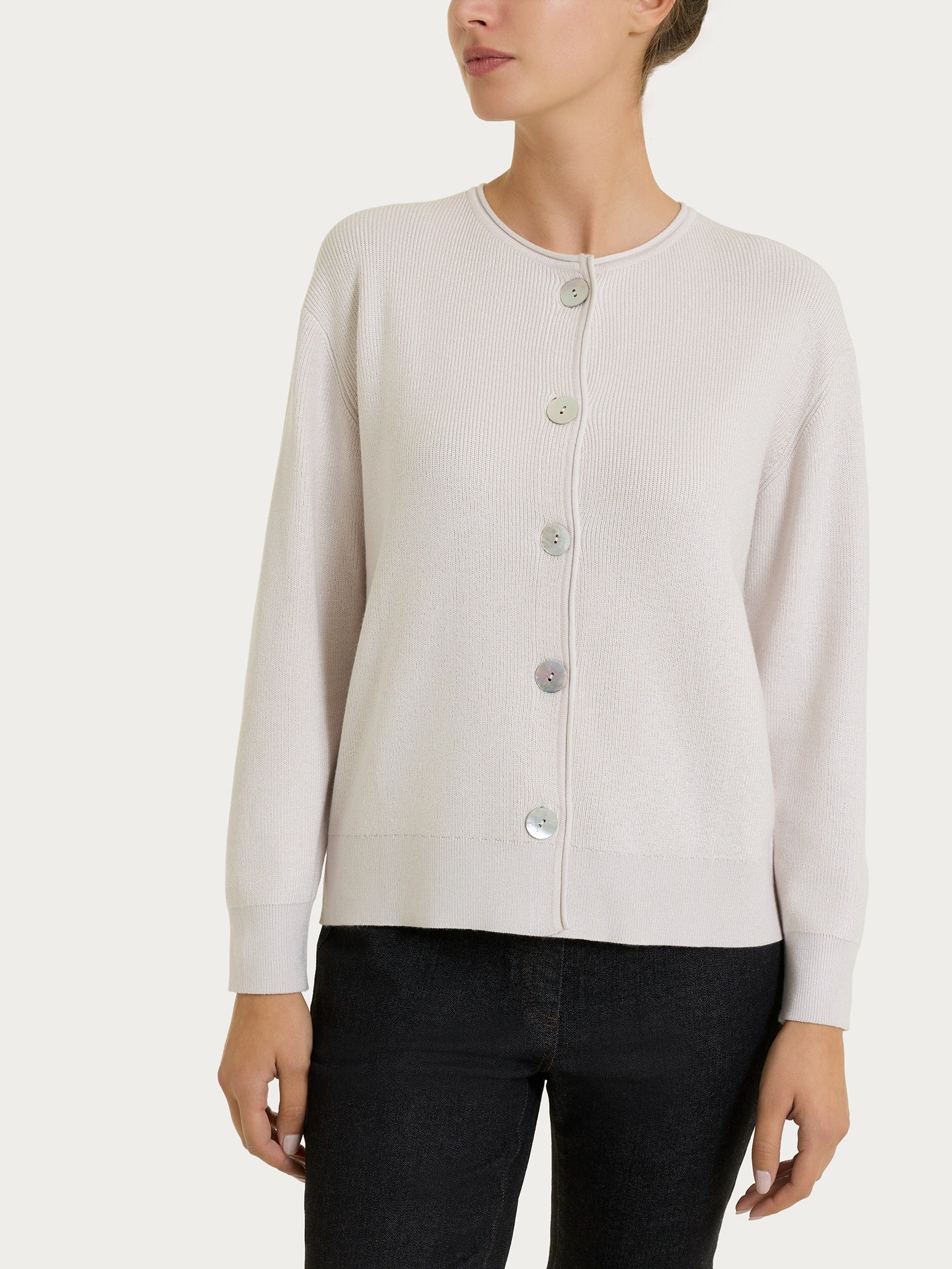 Cardigan girocollo con bottoni in punto perla Four Seasons Viola Donna - Ragno