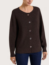 Cardigan girocollo con bottoni in punto perla Four Seasons Marroni Donna - Ragno