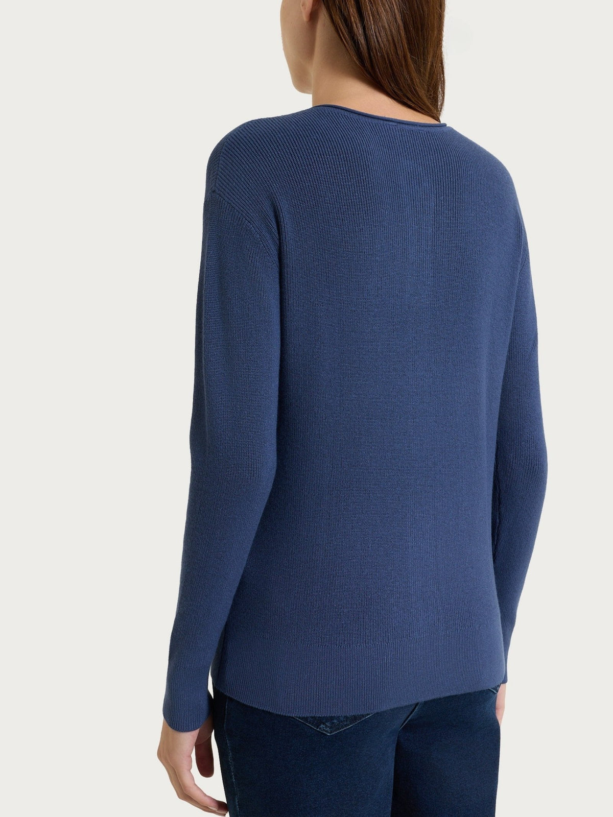 Cardigan girocollo con bottoni in punto perla Four Seasons Blu Donna - Ragno