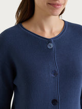 Cardigan girocollo con bottoni in punto perla Four Seasons Blu Donna - Ragno