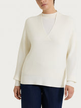 Maglia con scollo a V in punto perla Four Seasons Bianchi Donna - Ragno