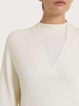 Maglia con scollo a V in punto perla Four Seasons Bianchi Donna - Ragno
