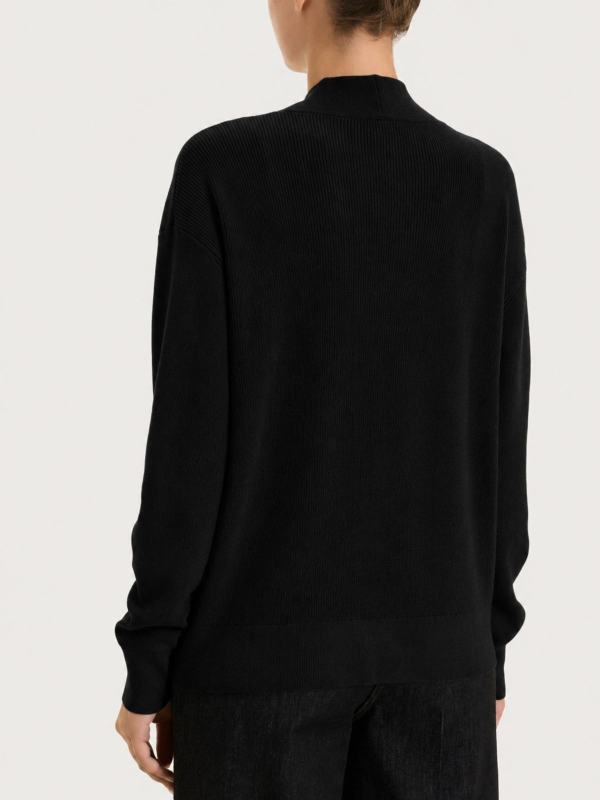 V-Ausschnitt-Pullover aus Perlenmuster von Four Seasons, Nero, für Damen – Ragno
