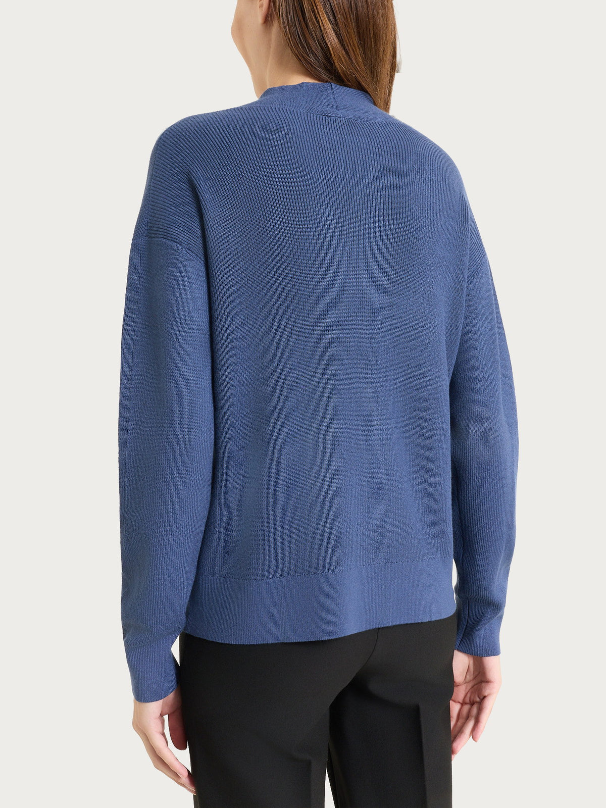 Maglia con scollo a V in punto perla Four Seasons Blu Donna - Ragno