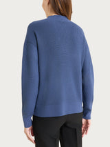 Maglia con scollo a V in punto perla Four Seasons Blu Donna - Ragno