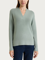 Maglia con scollo a V in punto perla Four Seasons Verdi Donna - Ragno