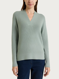 V-Ausschnitt-Pullover aus Perlenmaschen-Strick „Four Seasons Verdi“ für Damen – Ragno