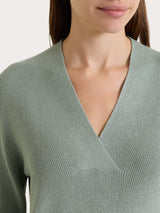 Maglia con scollo a V in punto perla Four Seasons Verdi Donna - Ragno