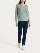 Maglia con scollo a V in punto perla Four Seasons Verdi Donna - Ragno